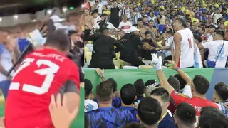 “Dibu” Martínez trató de quitarle el bastón a un policía en los disturbios en Maracaná