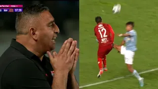 ¡No lo podían creer en Ñublense! El patadón que recibió “Pato” Rubio que no fue cobrado como penal