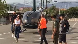 Arturo Vidal llegó en helicóptero al Estadio Monumental para el partido de Rodelindo Román