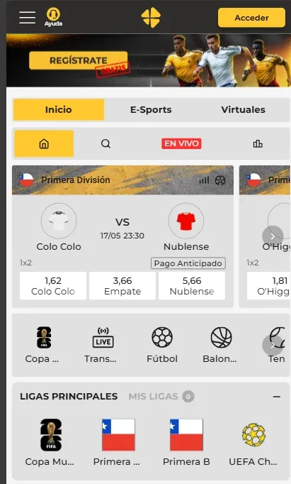 oferta de apuestas deportivas en micasino: casino en vivo y prepartido