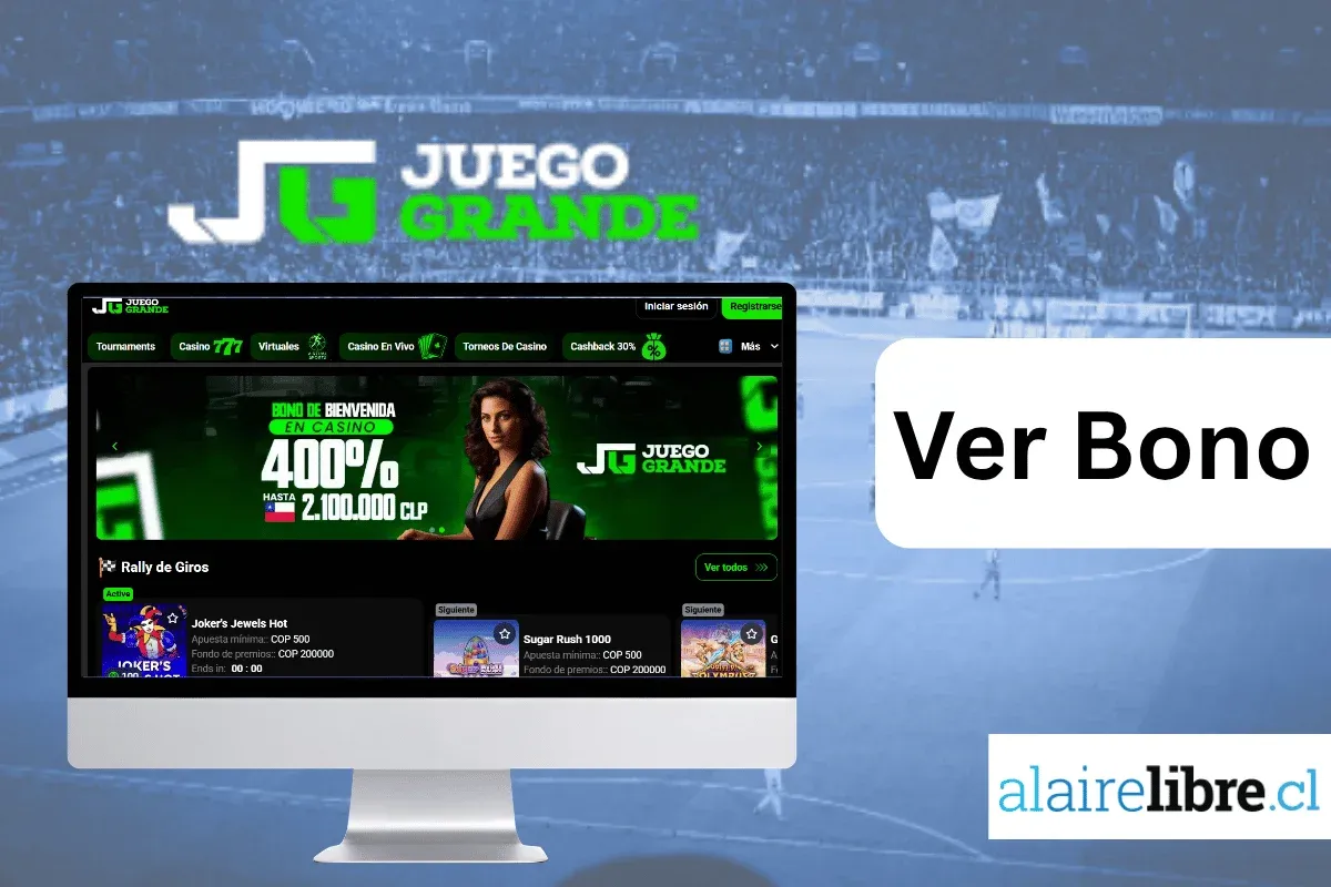 interfaz de juego grande en chile con el bono de bienvenida del 400% 