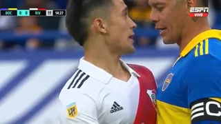 El picante cruce de Pablo Solari con Marcos Rojo en el Superclásico entre Boca y River