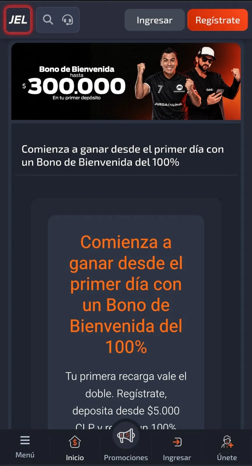bono de bienvenida 