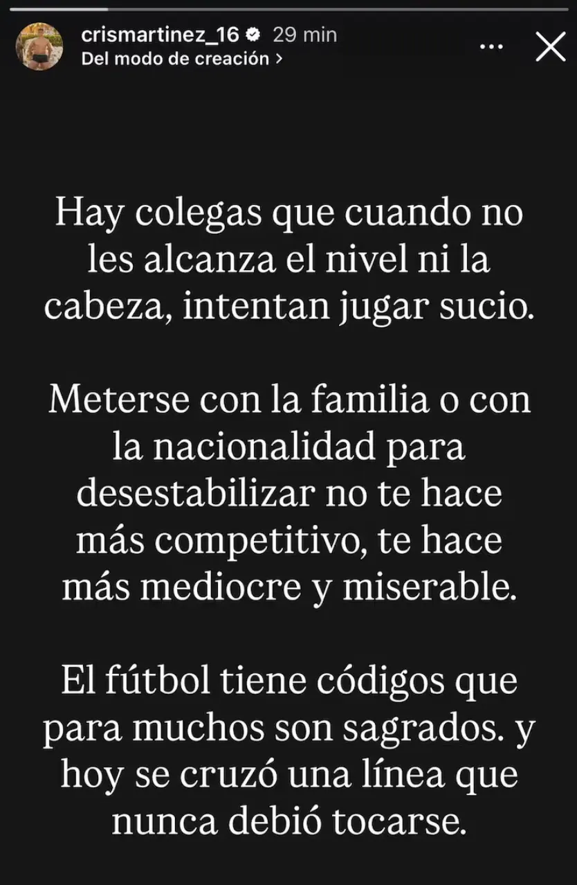 El descargo de Cris Martínez tras Huachipato vs La Calera / Instagram