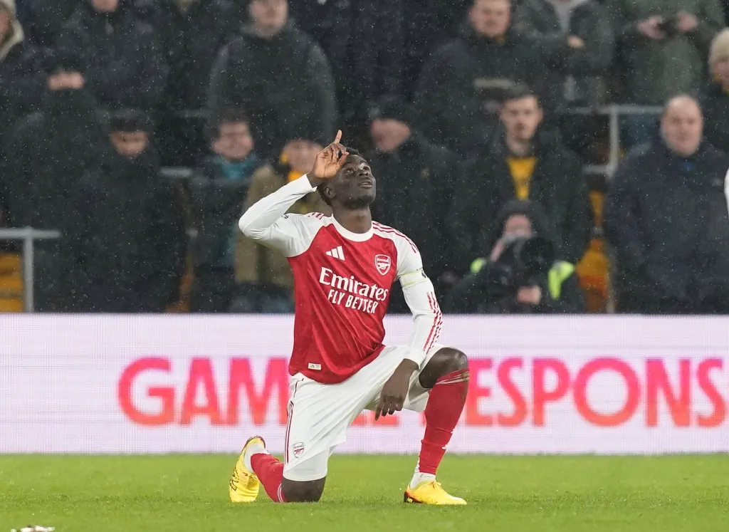 Saka celebrando la apertura del marcador / ©Imago.
