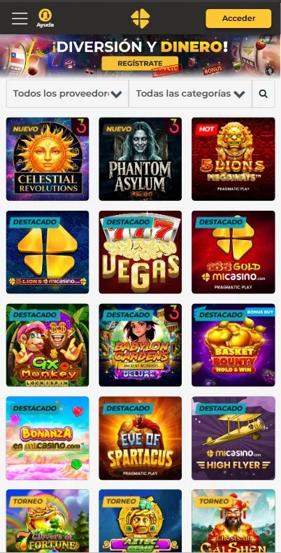 oferta de casino: slots, juegos de mesa, en vivo