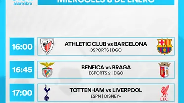 Partidos de hoy, miércoles 8 de enero: Horarios y cómo ver fútbol en vivo