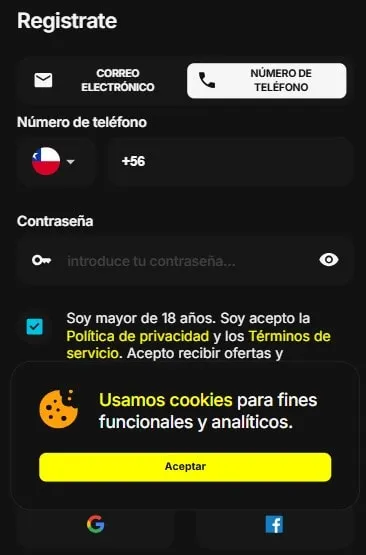 registro en orobet chile