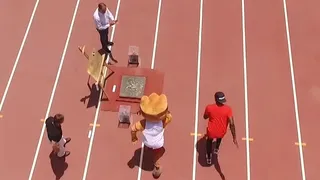 Usain Bolt compitió con la mascota oficial de los Panamericanos de Lima 2019