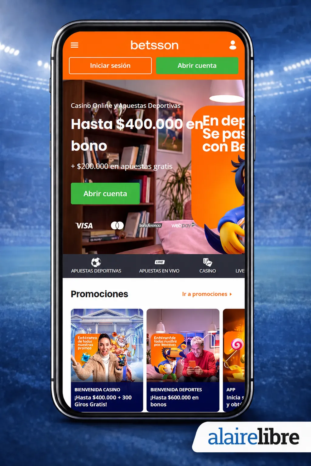 Registro a Betsson desde móvil