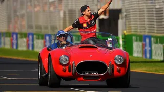 Los festejos de Charles Leclerc tras imponerse en el Gran Premio de Australia